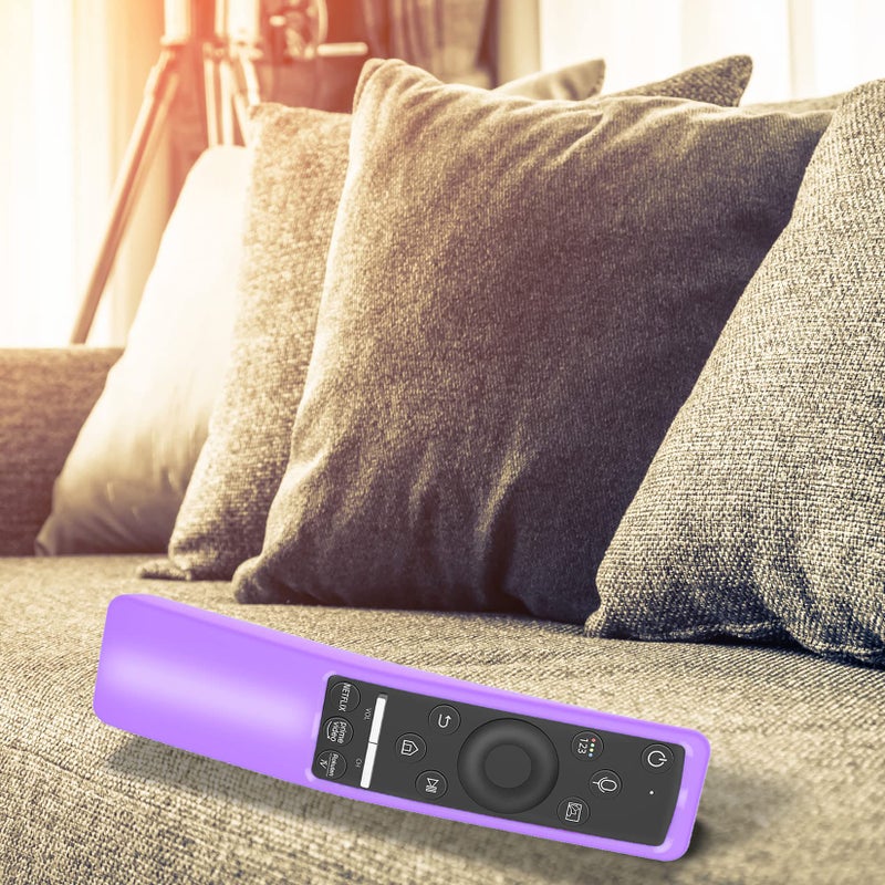 Lambcare Case Compatible with Samsung Smart TV Remote Controller BN59 Series, Light Weight Silicone Cover Protector Shockproof Anti-Slip Remote Skin Sleeve - Black (Glow Purple) - Image 2
